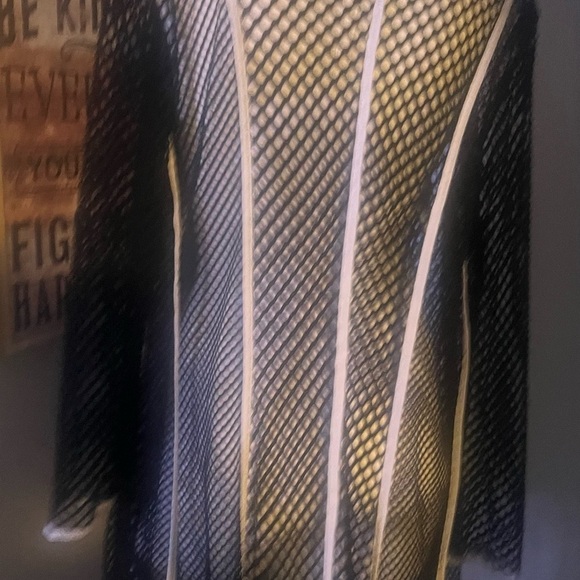 lace jacket by Adore nwt black w white ribbon maxi length cardigan duster - Picture 10 of 11